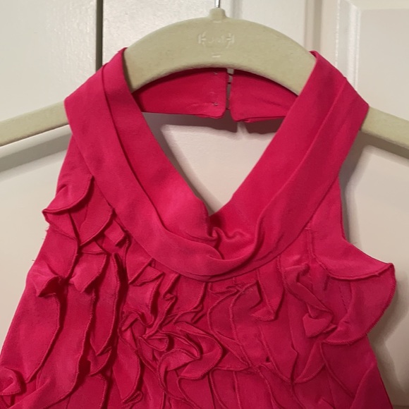 BCBG hot pink XS ruffle halter top - Picture 4 of 11
